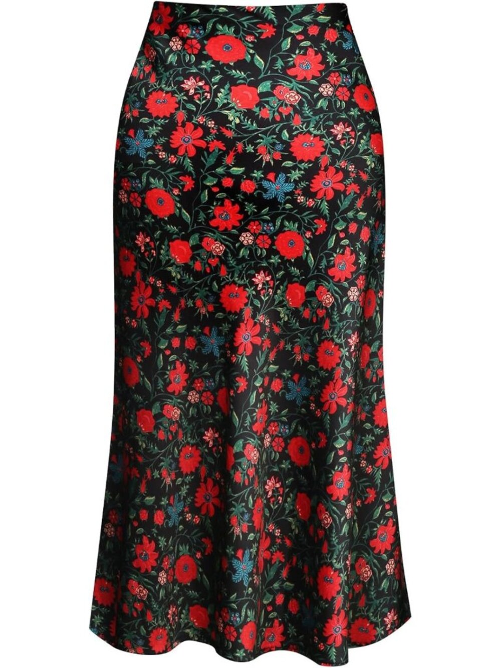 Leopard Print Midi Skirt for Women | High Waist Silk Satin Casual Cheetah Skirt